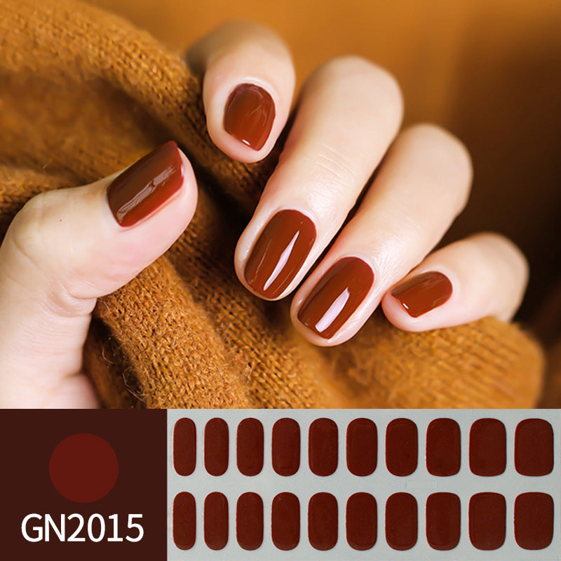 Finger Baking-Free Gel Nail Stickers with Simple Grid Design