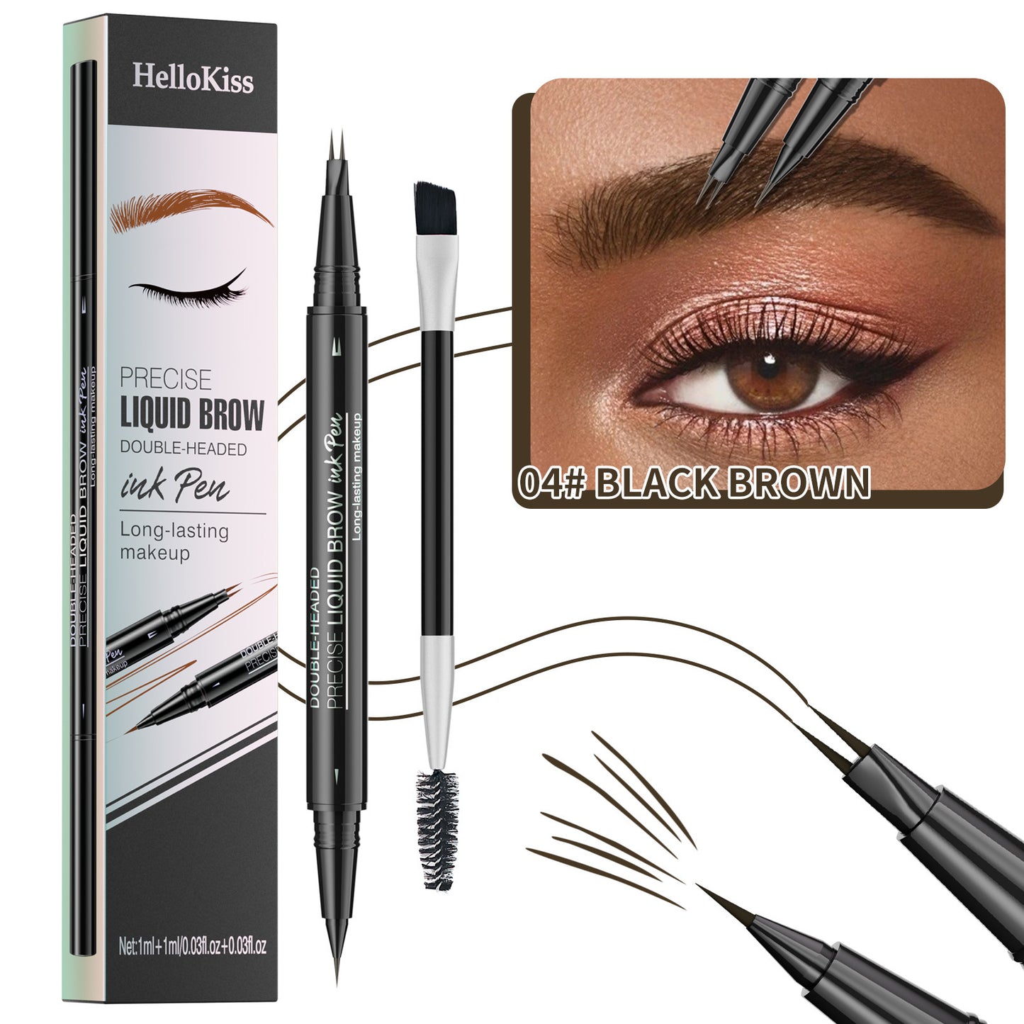 Dual-Action Two Fork Eyebrow Pencil: Waterproof, Sweat-proof Magic