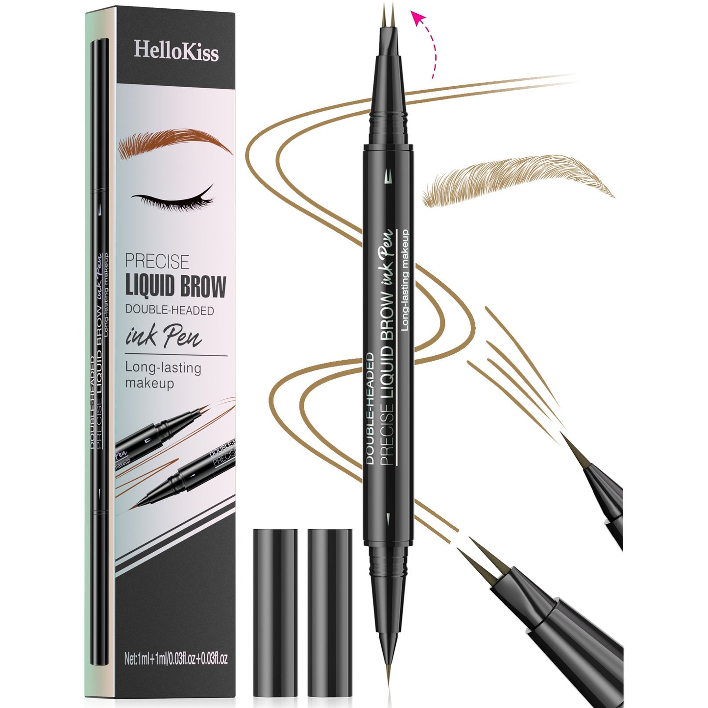 Dual-Action Two Fork Eyebrow Pencil: Waterproof, Sweat-proof Magic