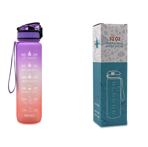 1L Tritan Time Marker Water Bottle - Leakproof Sports Fitness