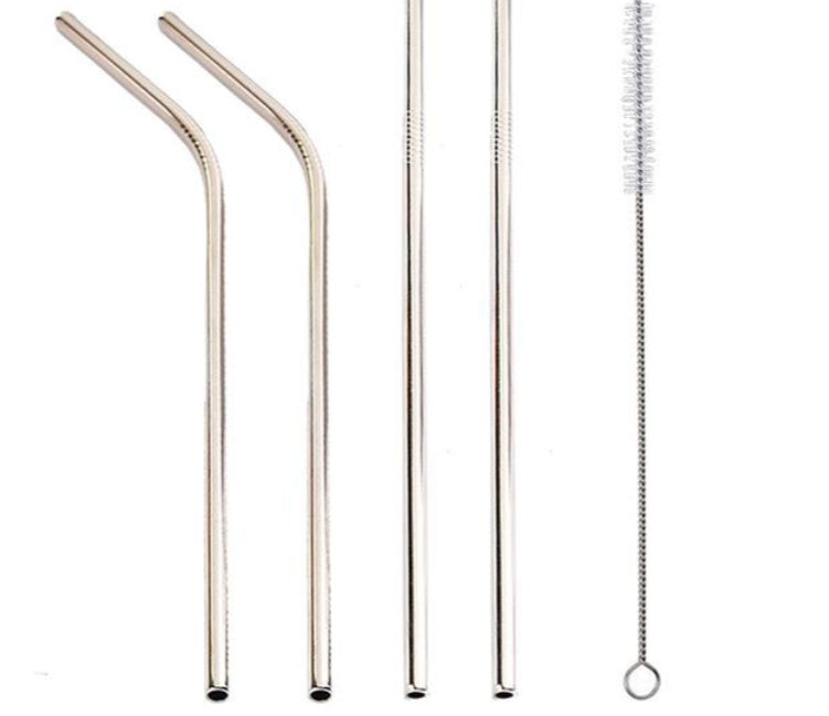 Vibrant Colourful Reusable Stainless Steel Straws Set of Four