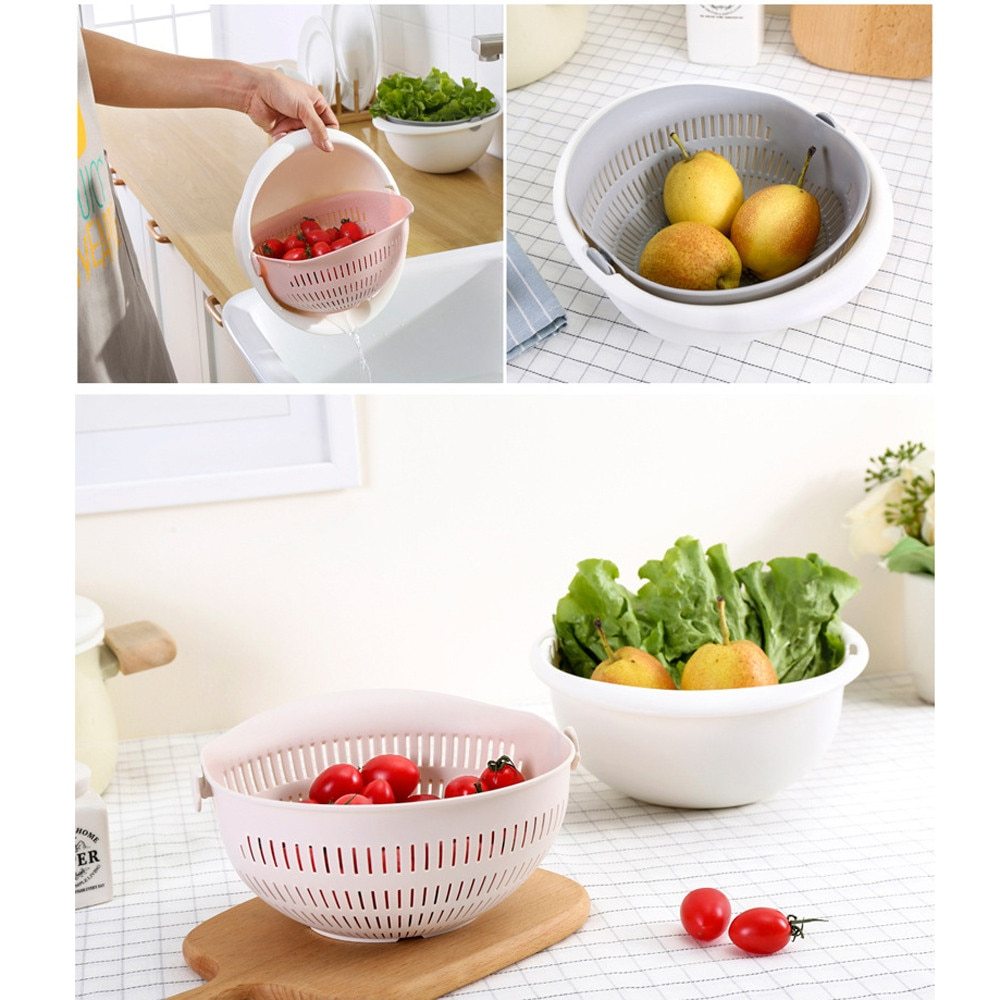 Portable Detachable Double-Layer Drain Basket for Fruit and Veggies