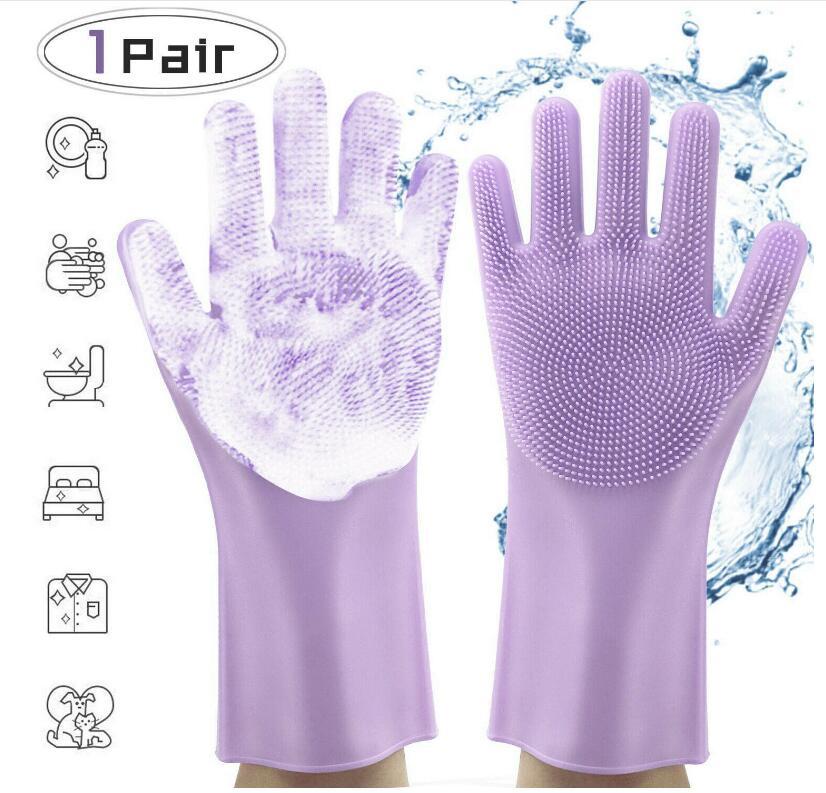 Silicone Heat-resistant Cleaning Brush Scrubbing Gloves for Kitchen Magic