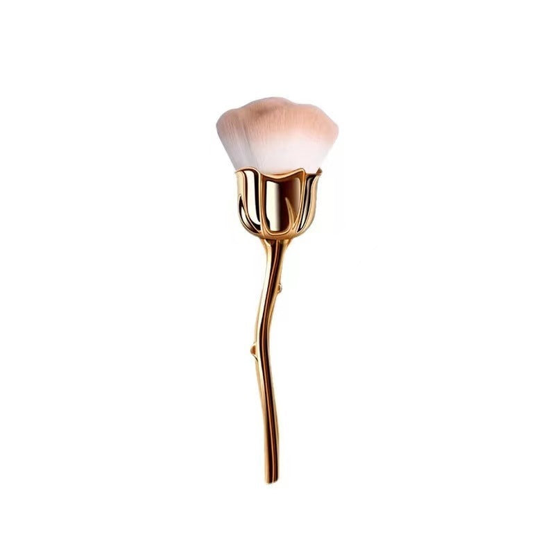 Luxurious Rose Face Powder Makeup Brush with Elegant Pink Handle