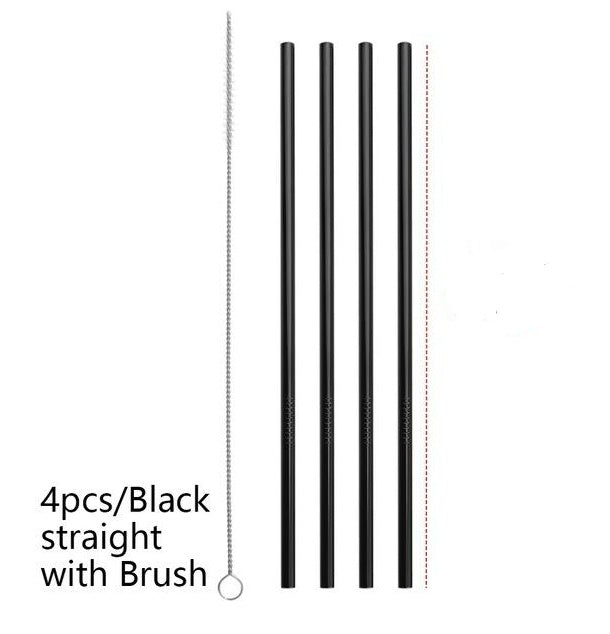Vibrant Colourful Reusable Stainless Steel Straws Set of Four