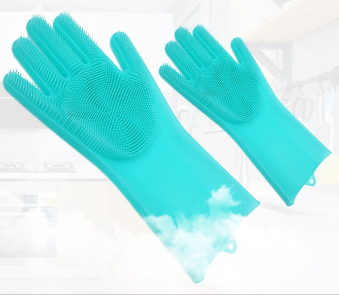 Silicone Heat-resistant Cleaning Brush Scrubbing Gloves for Kitchen Magic