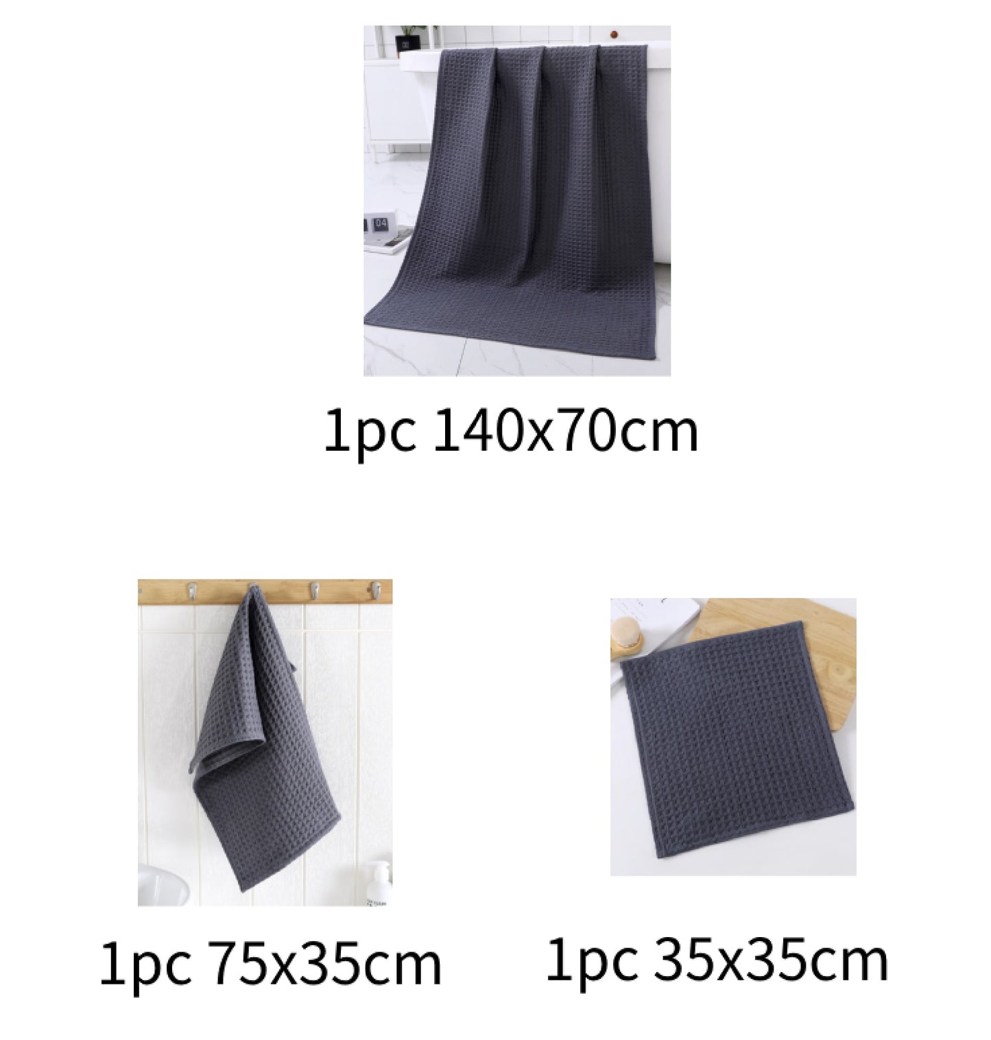 Luxurious Water-absorbing Quick-drying Pure Cotton Waffle Bath Towel