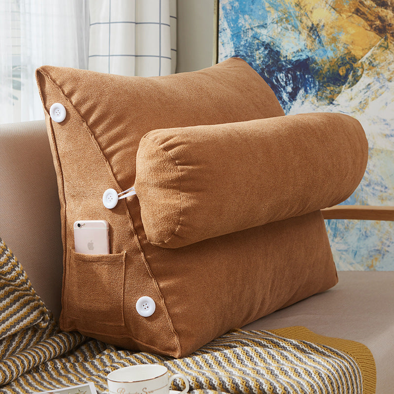 Comfort Velvet Wedge Bed Reading Pillow Large Backrest Cushion