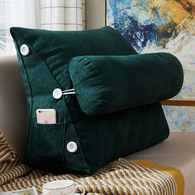 Comfort Velvet Wedge Bed Reading Pillow Large Backrest Cushion