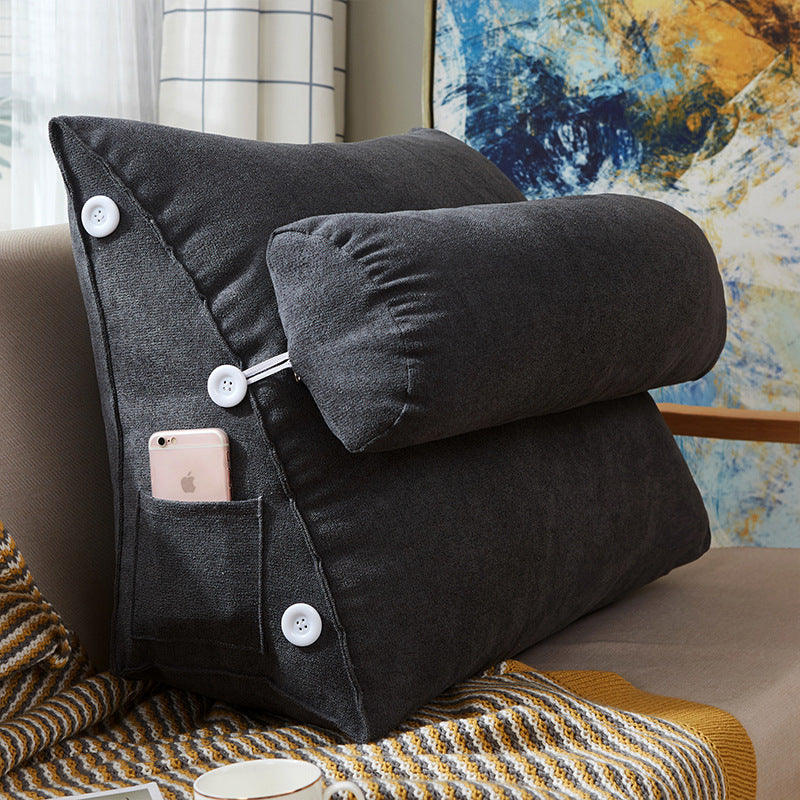 Comfort Velvet Wedge Bed Reading Pillow Large Backrest Cushion