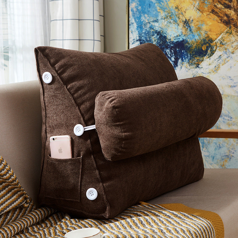Comfort Velvet Wedge Bed Reading Pillow Large Backrest Cushion