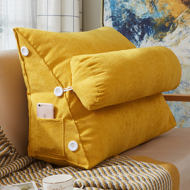 Comfort Velvet Wedge Bed Reading Pillow Large Backrest Cushion
