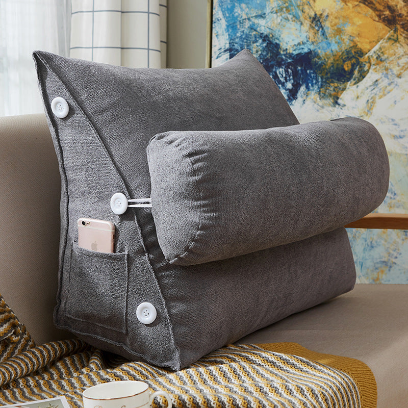 Comfort Velvet Wedge Bed Reading Pillow Large Backrest Cushion