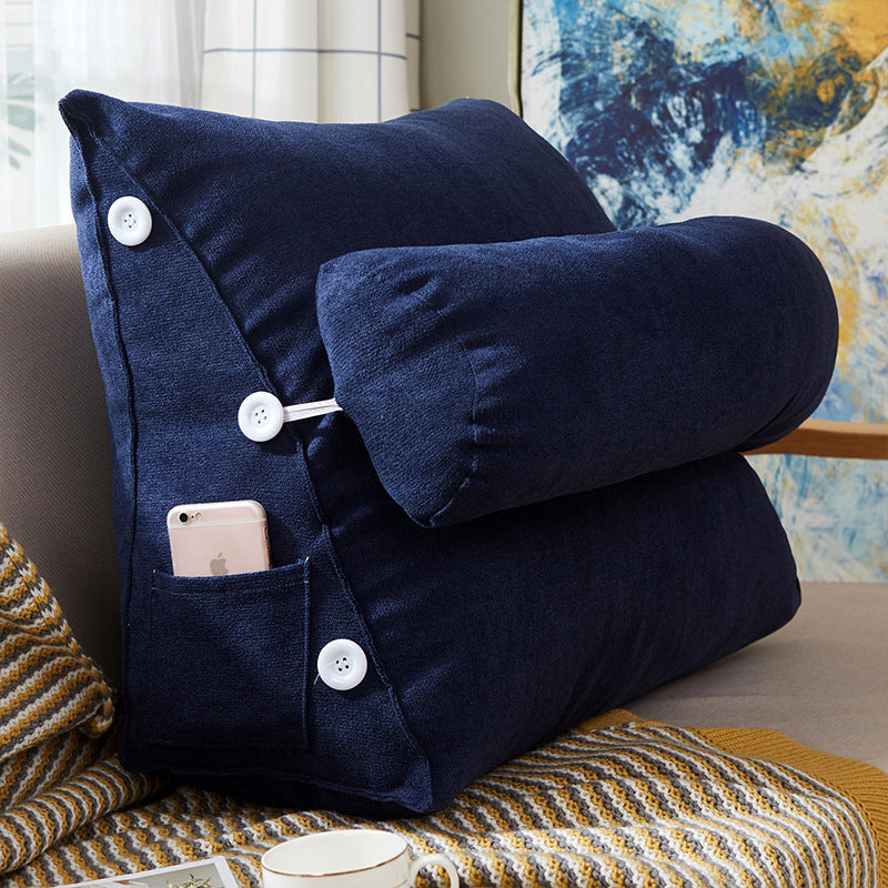 Comfort Velvet Wedge Bed Reading Pillow Large Backrest Cushion