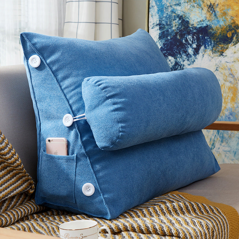 Comfort Velvet Wedge Bed Reading Pillow Large Backrest Cushion