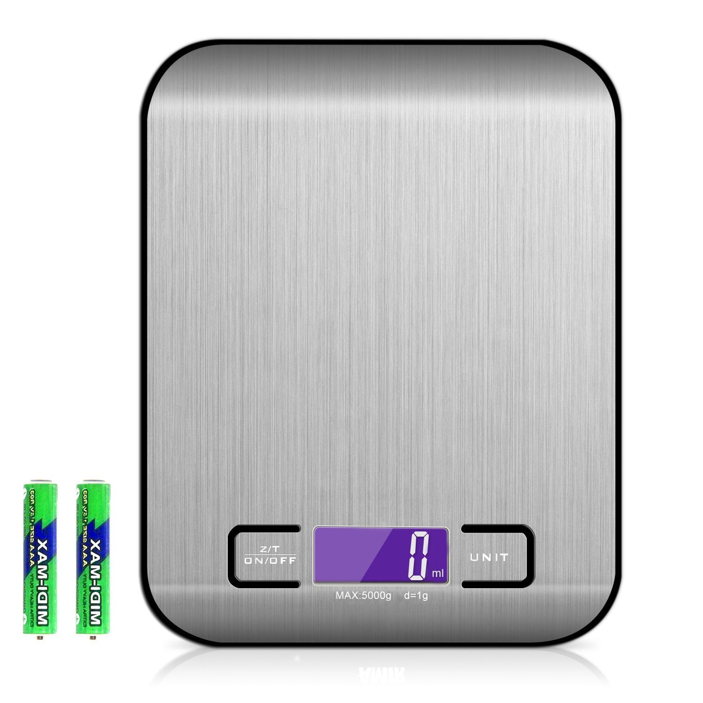 Rechargeable Stainless Steel Kitchen Scale with Small Flat Platform