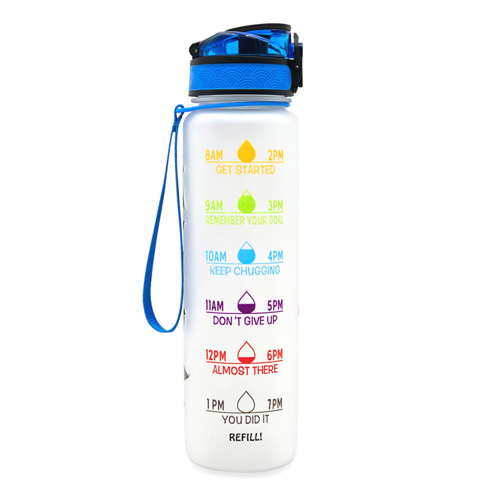 1L Tritan Time Marker Water Bottle - Leakproof Sports Fitness