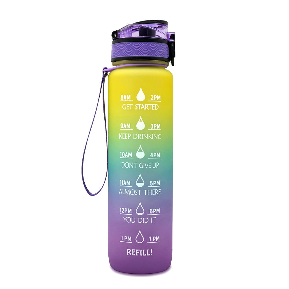 1L Tritan Time Marker Water Bottle - Leakproof Sports Fitness