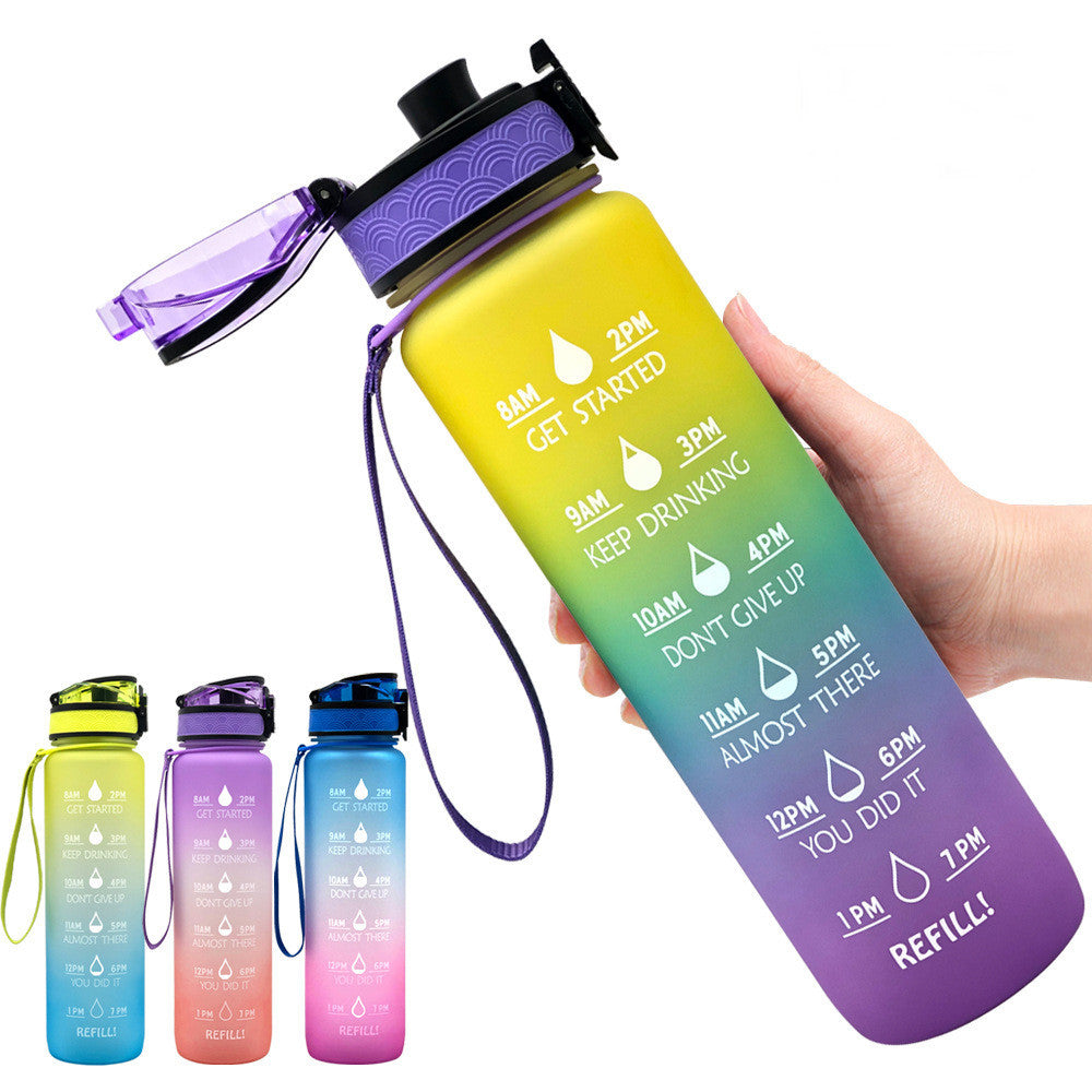 1L Tritan Time Marker Water Bottle - Leakproof Sports Fitness