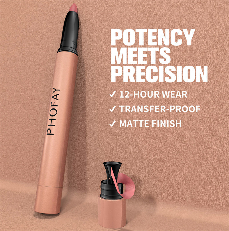 PHOFAY Matte Lip Liner Lipstick Pen: Silky, Effortless Elegance
