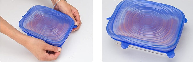 Versatile 6-Piece Stretch Siliconecover Set for Food Preservation