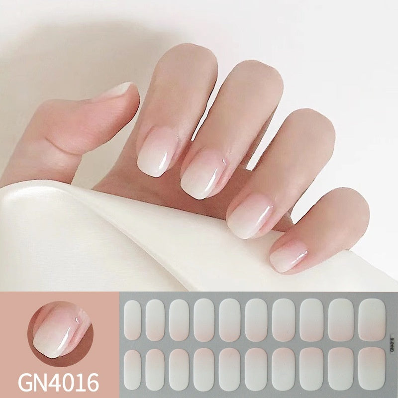 Finger Baking-Free Gel Nail Stickers with Simple Grid Design