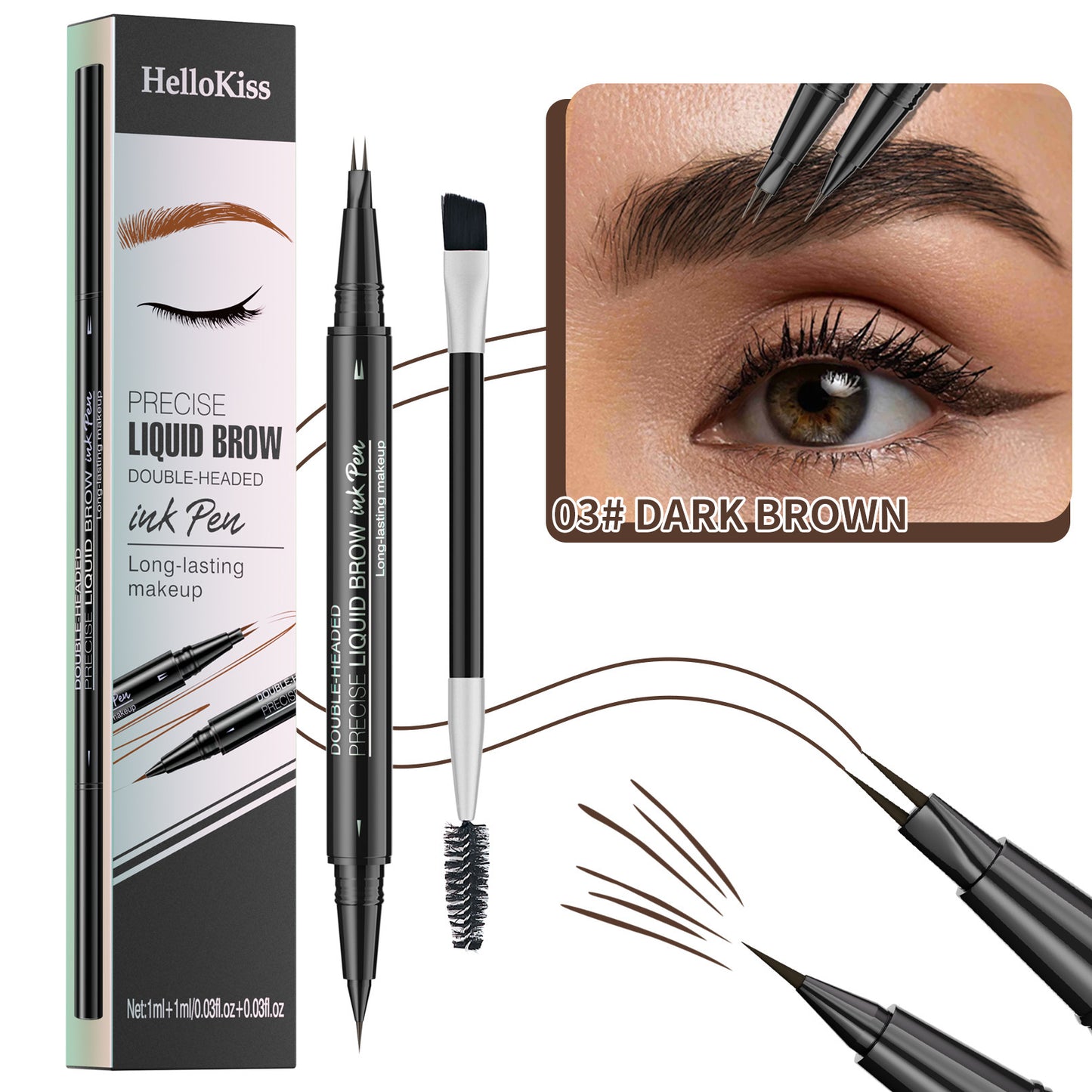 Dual-Action Two Fork Eyebrow Pencil: Waterproof, Sweat-proof Magic