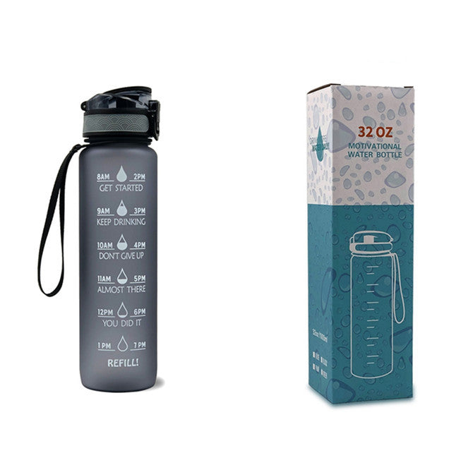 1L Tritan Time Marker Water Bottle - Leakproof Sports Fitness