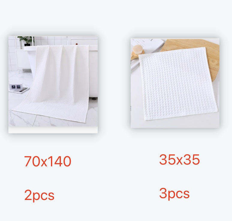 Luxurious Water-absorbing Quick-drying Pure Cotton Waffle Bath Towel