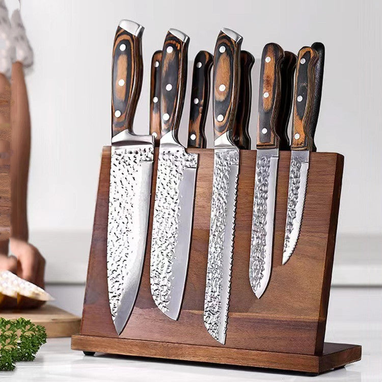 Elegant Solid Wood Magnetic Knife Holder for Creative Kitchens