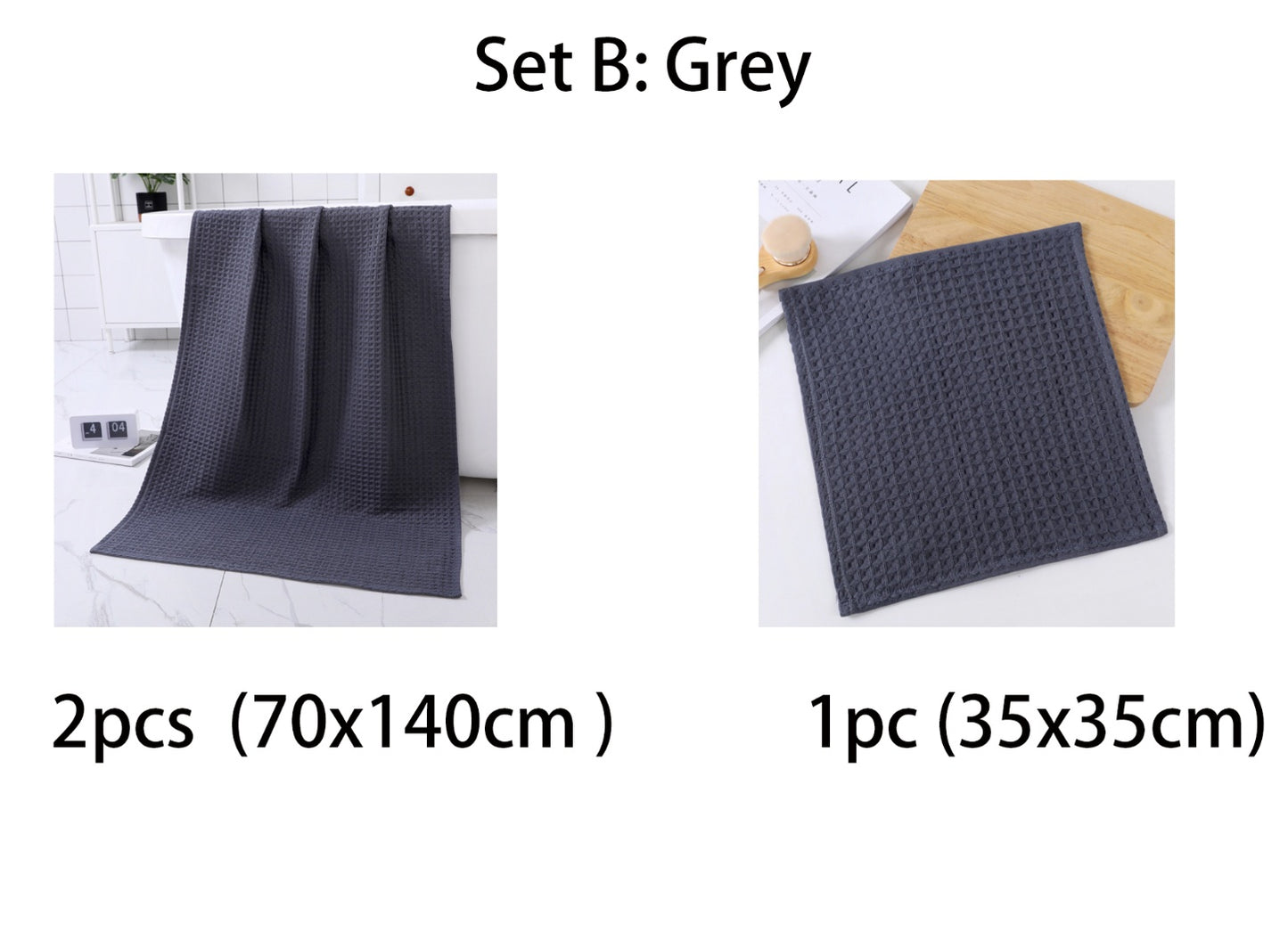 Luxurious Water-absorbing Quick-drying Pure Cotton Waffle Bath Towel