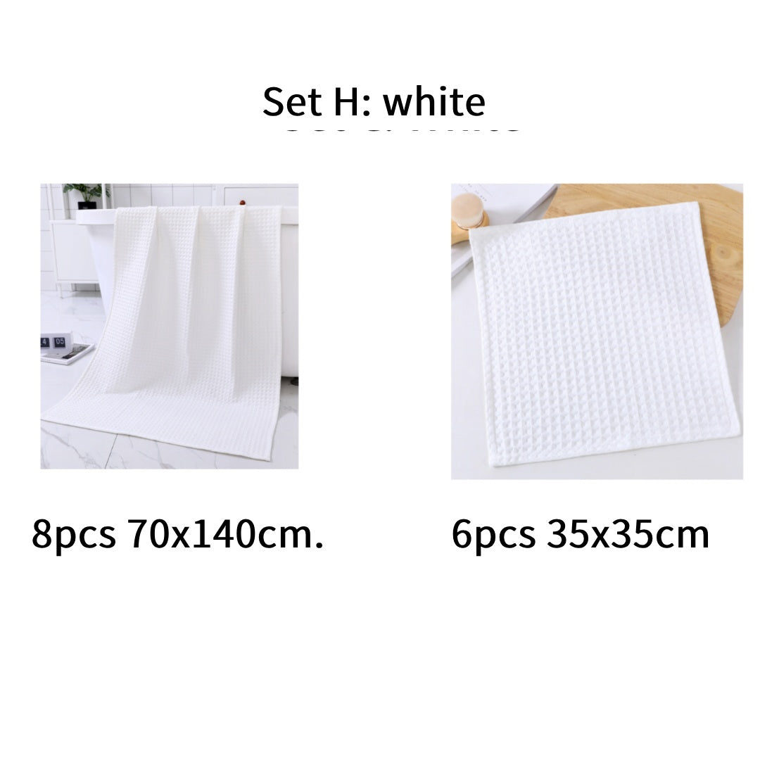 Luxurious Water-absorbing Quick-drying Pure Cotton Waffle Bath Towel