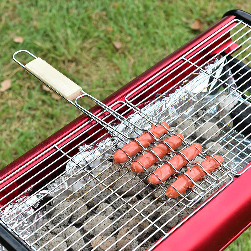 Ultimate Outdoor Grilling Accessories: Wooden Handle Barbecue Clip Set