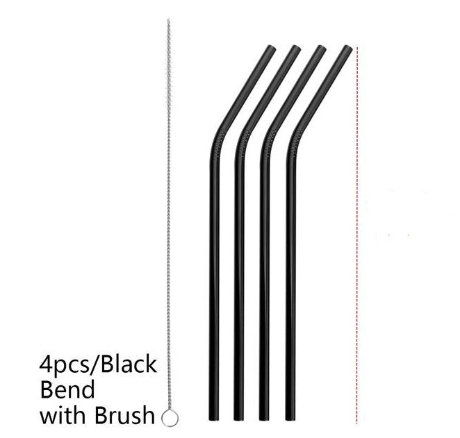 Vibrant Colourful Reusable Stainless Steel Straws Set of Four