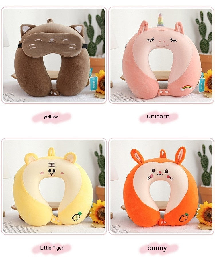 Cozy Cartoon Memory Foam U-shaped Pillow for Relaxation