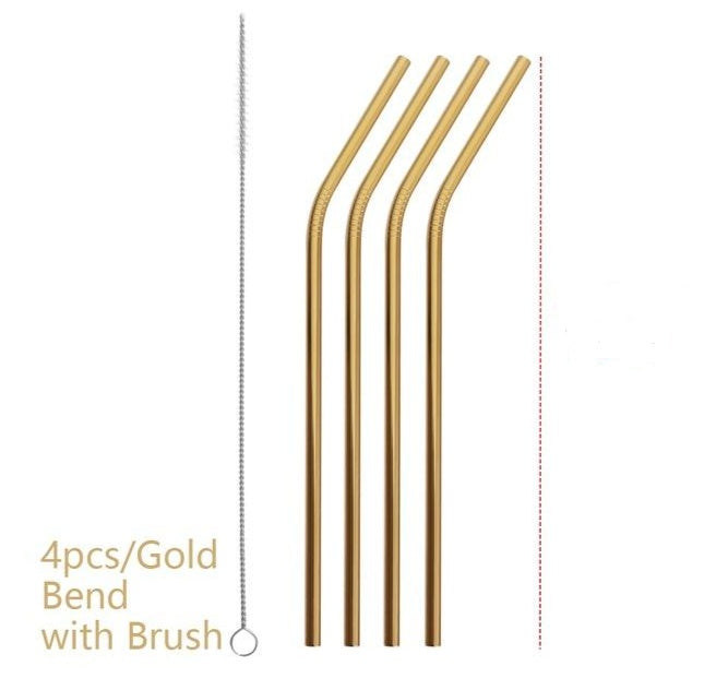 Vibrant Colourful Reusable Stainless Steel Straws Set of Four