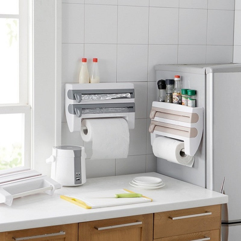 4-In-1 Kitchen Roll Holder Dispenser for Foil Film Wrap