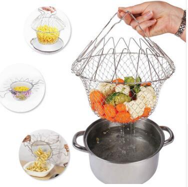 Stainless Steel Multi-function Foldable Deep Fry Cooking Basket
