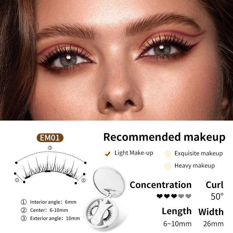 Magnetic False Eyelashes Kit: Glue-Free, Natural Look & Applicator