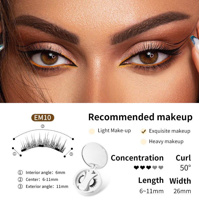 Magnetic False Eyelashes Kit: Glue-Free, Natural Look & Applicator