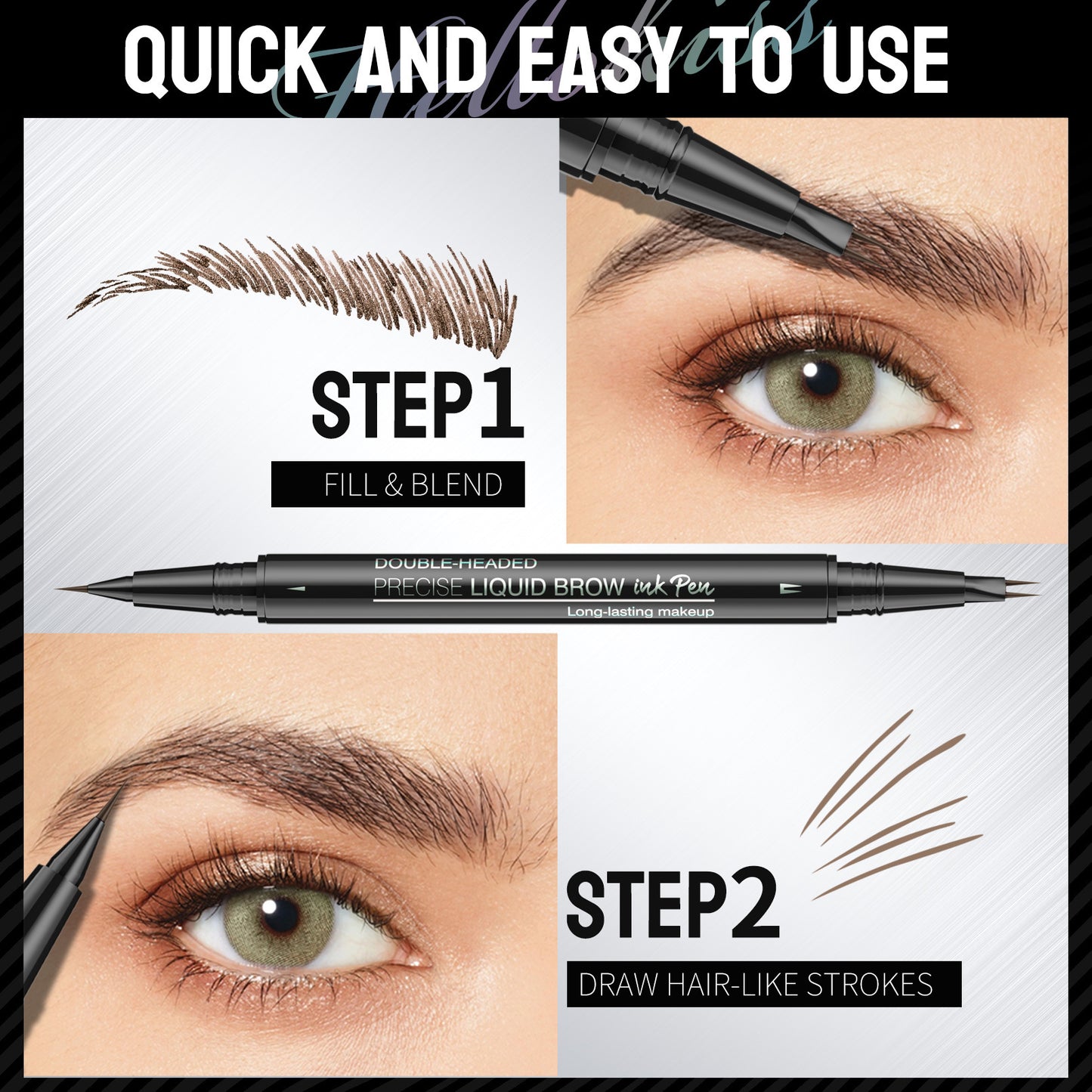 Dual-Action Two Fork Eyebrow Pencil: Waterproof, Sweat-proof Magic