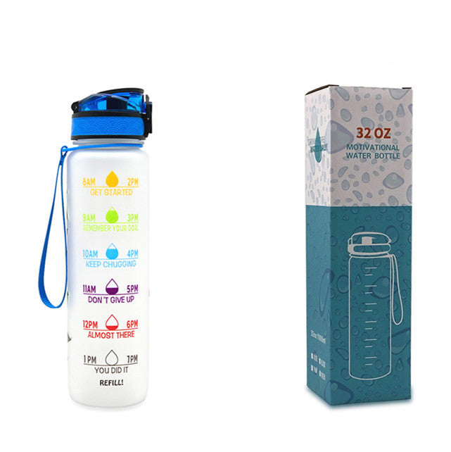1L Tritan Time Marker Water Bottle - Leakproof Sports Fitness