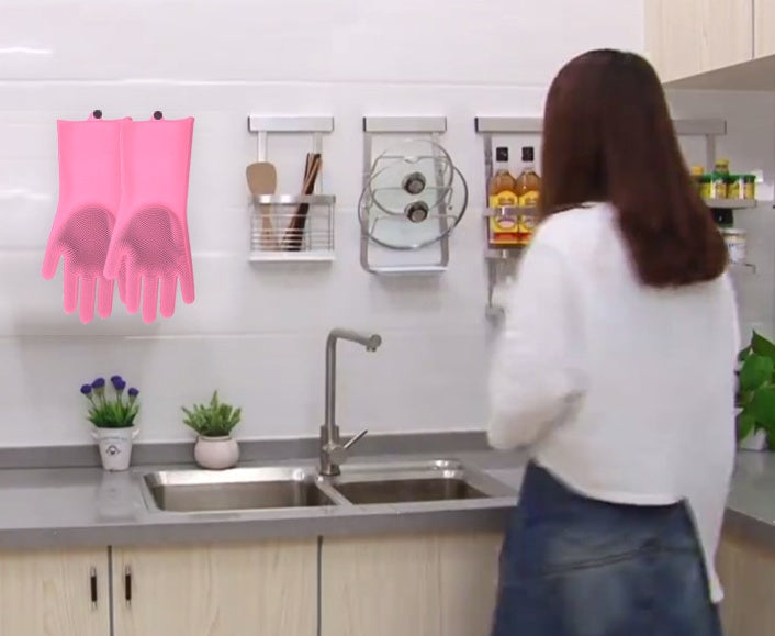 Silicone Heat-resistant Cleaning Brush Scrubbing Gloves for Kitchen Magic
