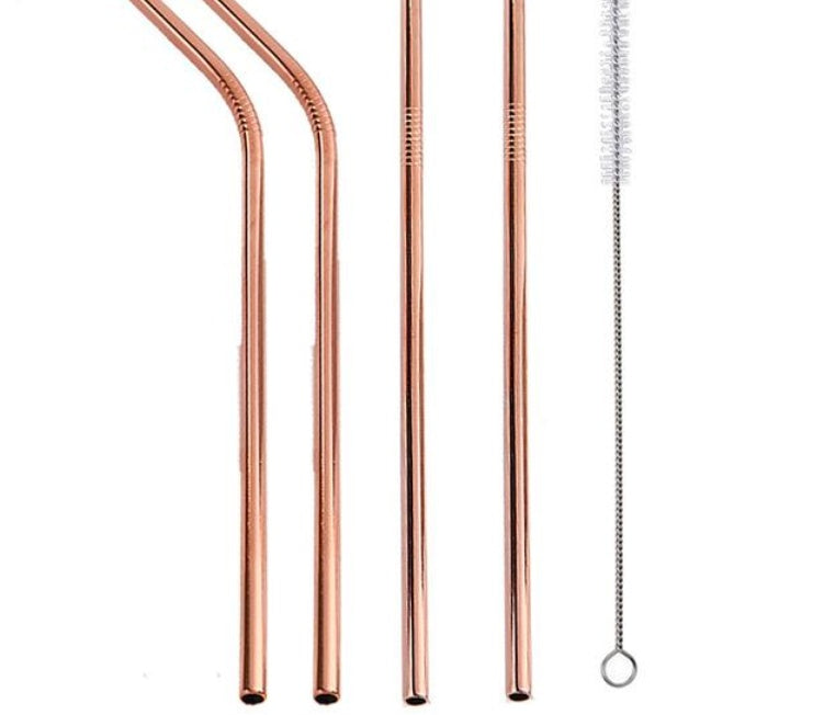 Vibrant Colourful Reusable Stainless Steel Straws Set of Four