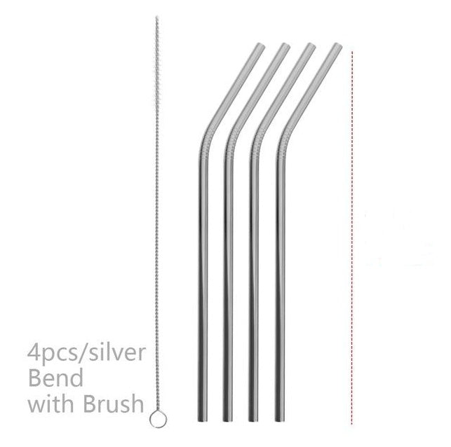 Vibrant Colourful Reusable Stainless Steel Straws Set of Four