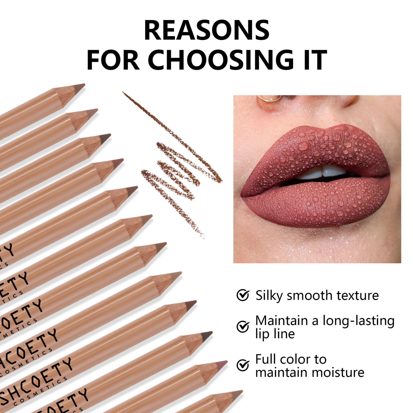 Nude Long Lasting Fadeless Makeup: Log Matte Lipstick Liner Suit
