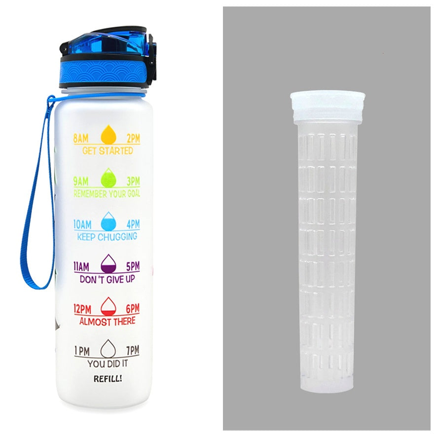 1L Tritan Time Marker Water Bottle - Leakproof Sports Fitness