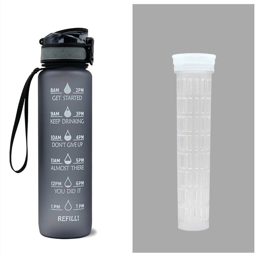 1L Tritan Time Marker Water Bottle - Leakproof Sports Fitness