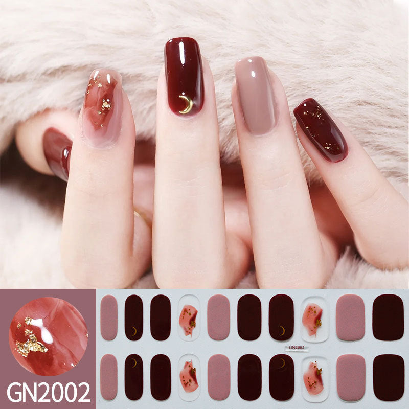 Finger Baking-Free Gel Nail Stickers with Simple Grid Design