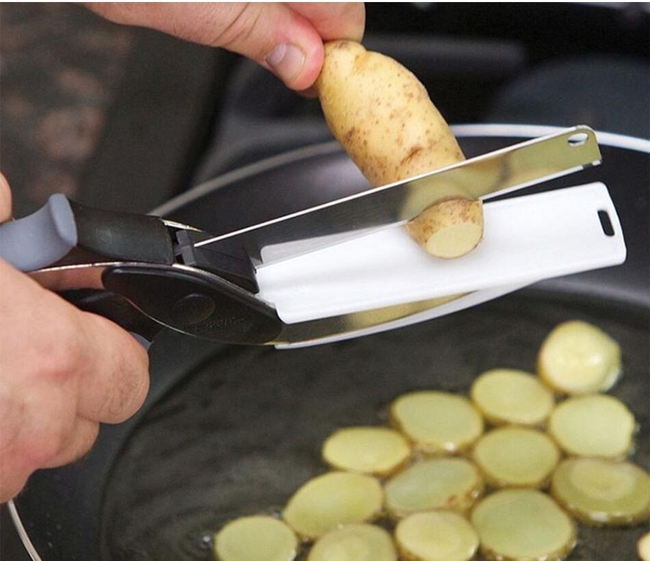 Effortless Cooking: 2 in 1 Stainless Steel Knife Shears Slicer